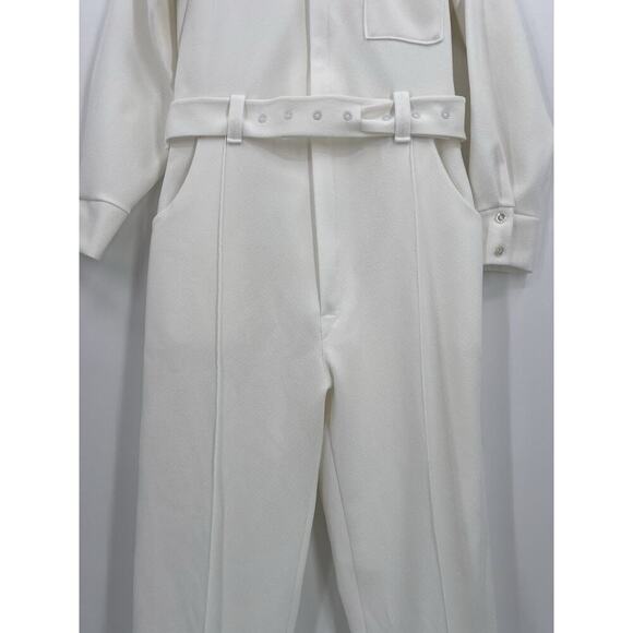 Vintage 70s Le Voy White Disco Leisure Jumpsuit Polyester Retro Groovy - Picture 4 of 15